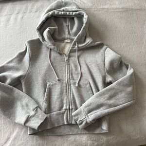 John Galt / Brandy Melville Cropped Grey Zip Hoodie